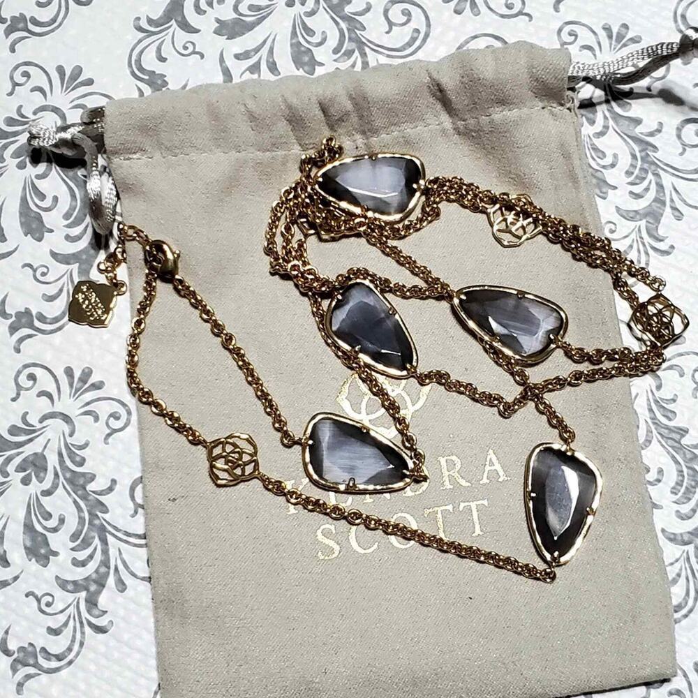 Kendra Scott Kinley necklace in gold slate cat's eye
